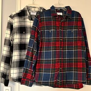 2 Old Navy double brushed Flannel Shirts. Both L, really soft, with zero flaws!